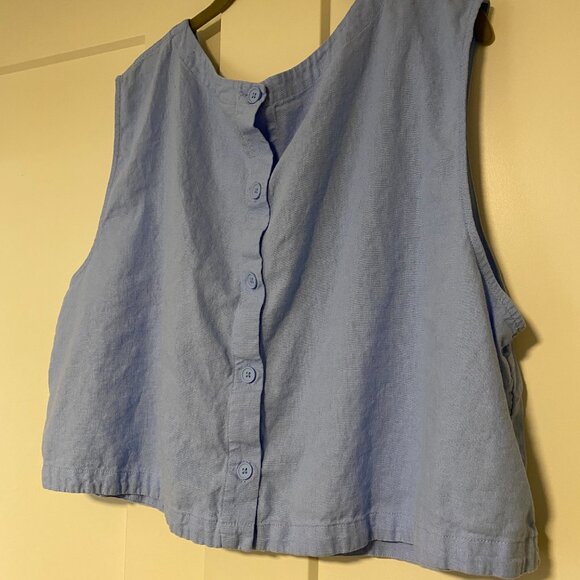 A New Day™ Linen Tank Top - Sleeveless Button Back - Womens Plus Size 3X Blue - Picture 8 of 8